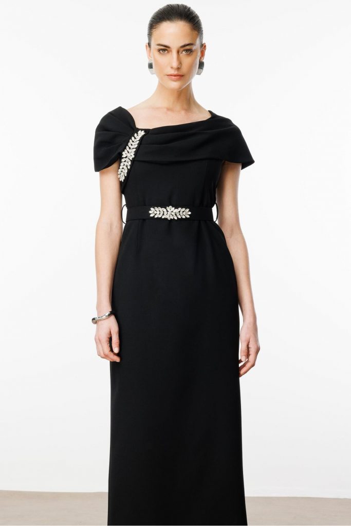 MODAİLGİ Aksesuar Detaylı Kemerli Elbise 0006 - Siyah