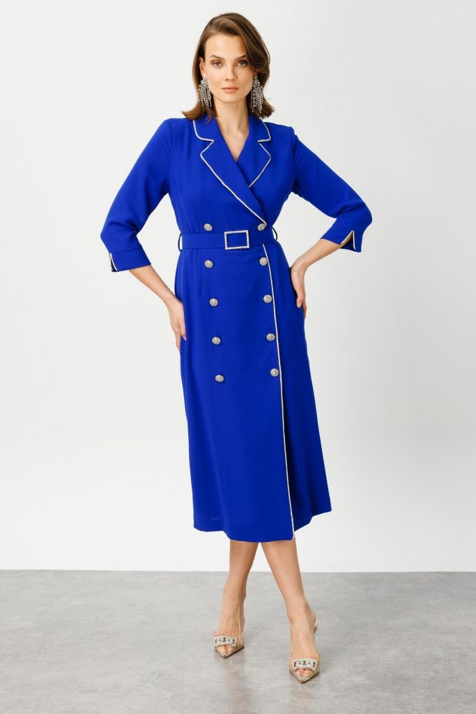 MODAİLGİ Şerit Taş Detaylı Kruvaze Elbise 6042