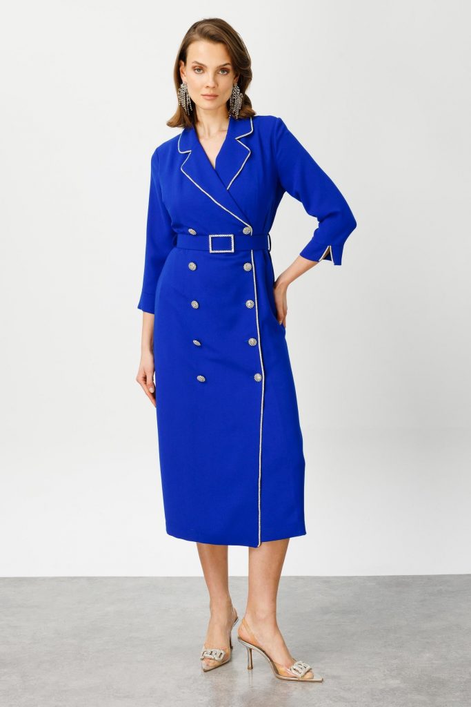 MODAİLGİ Şerit Taş Detaylı Kruvaze Elbise 6042