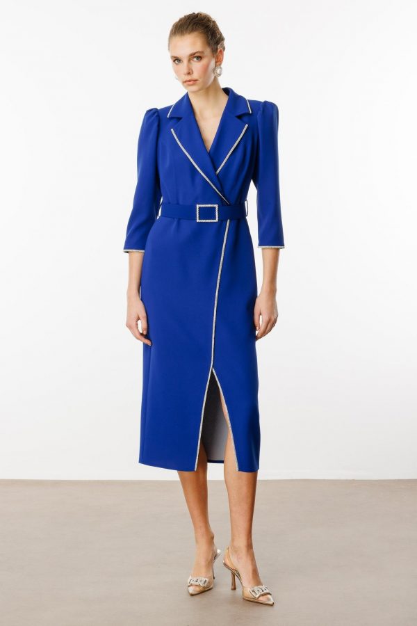 MODAİLGİ Şerit Taş Detaylı Kruvaze Elbise 6096