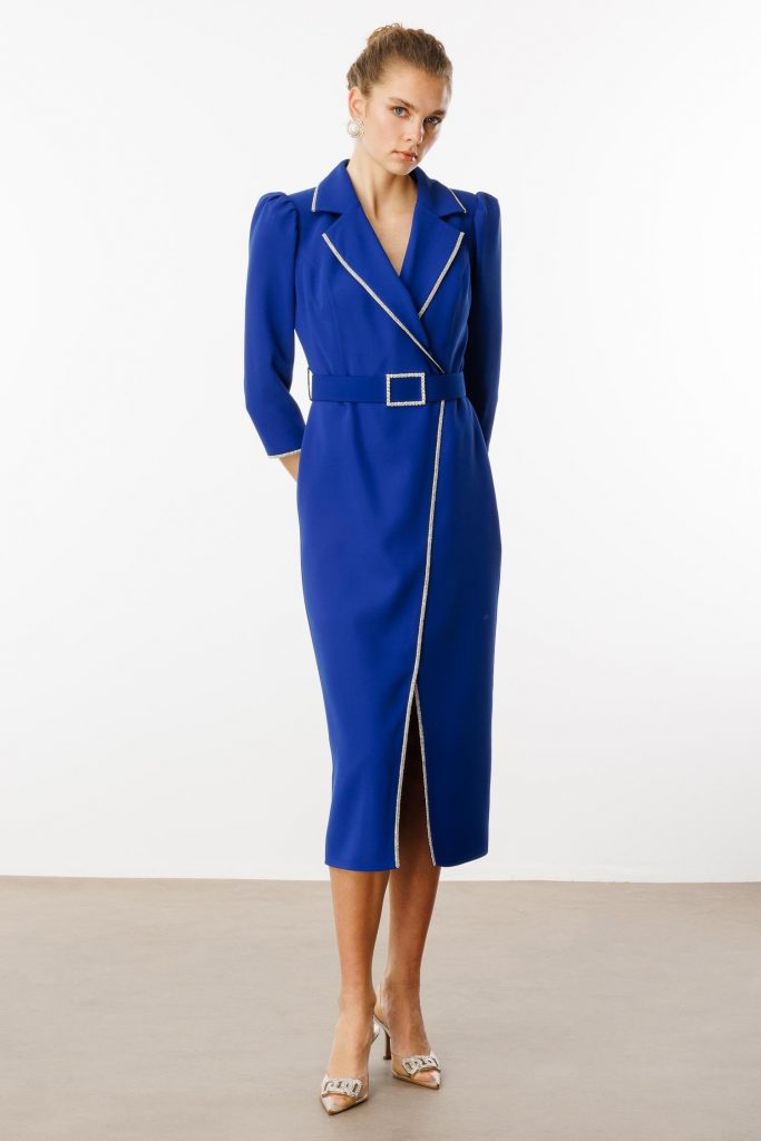 MODAİLGİ Şerit Taş Detaylı Kruvaze Elbise 6096