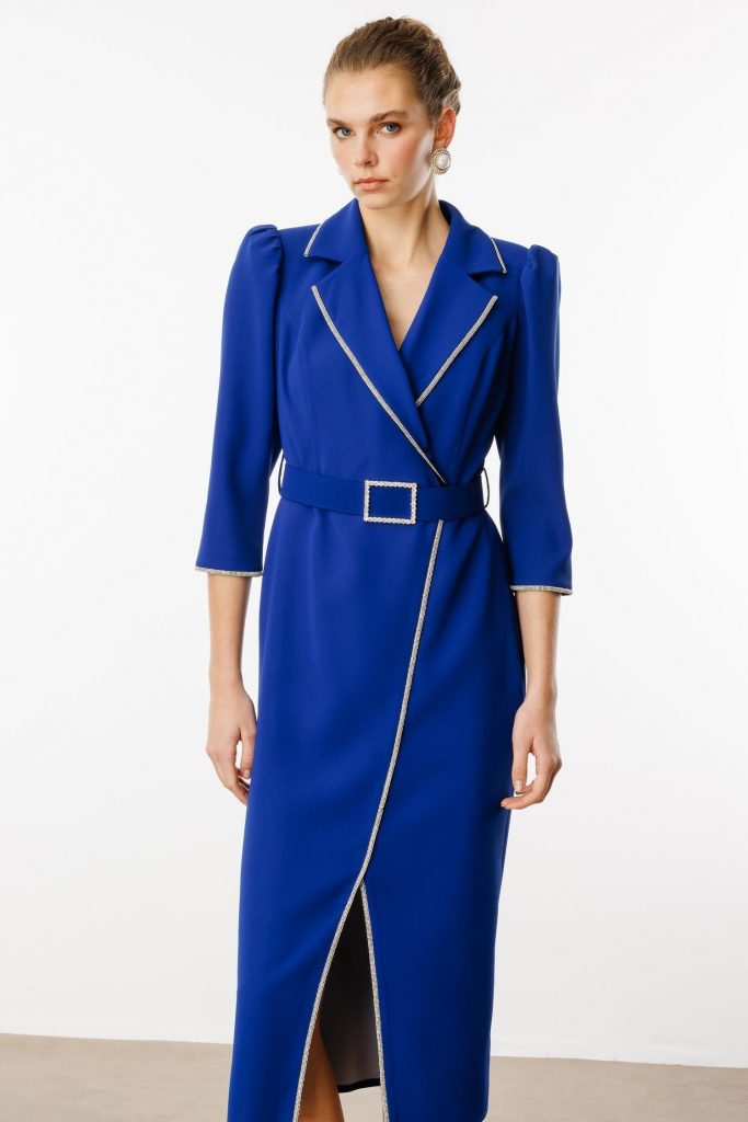 MODAİLGİ Şerit Taş Detaylı Kruvaze Elbise 6096