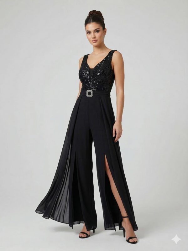 MODAİLGİ Tül Detaylı V Yaka Tulum 6650