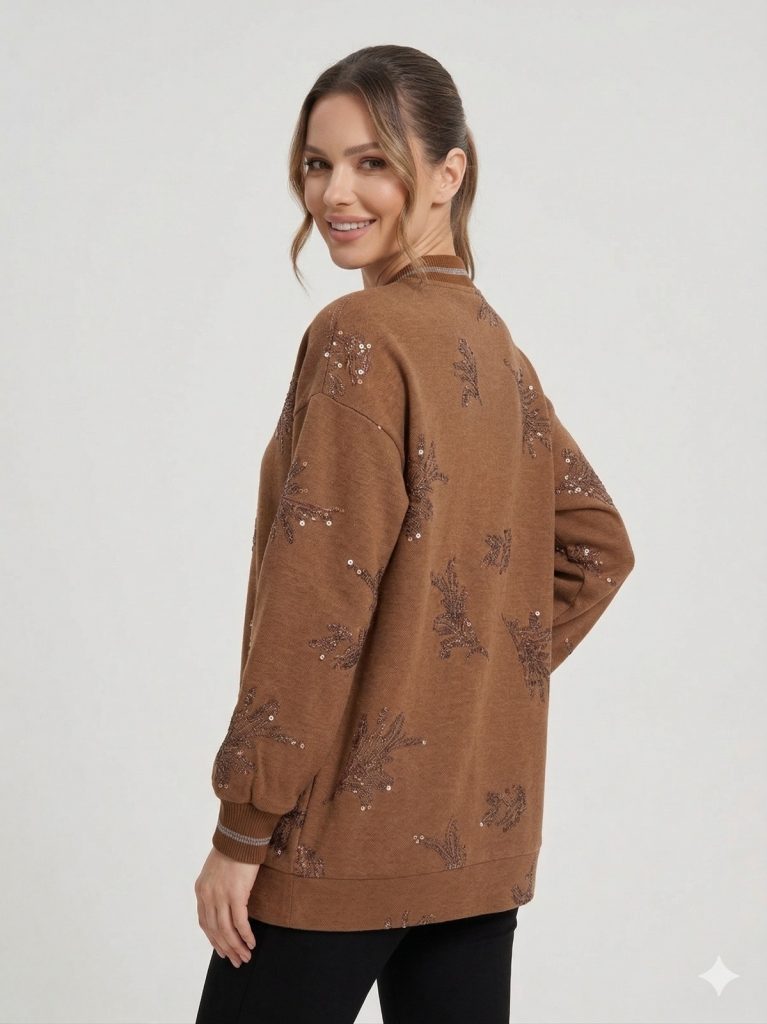 MY312 Kendinden İşlemeli Ceket  7735 - taba