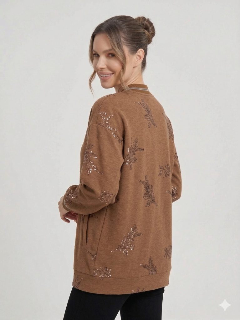 MY312 Kendinden İşlemeli Ceket  7735 - taba
