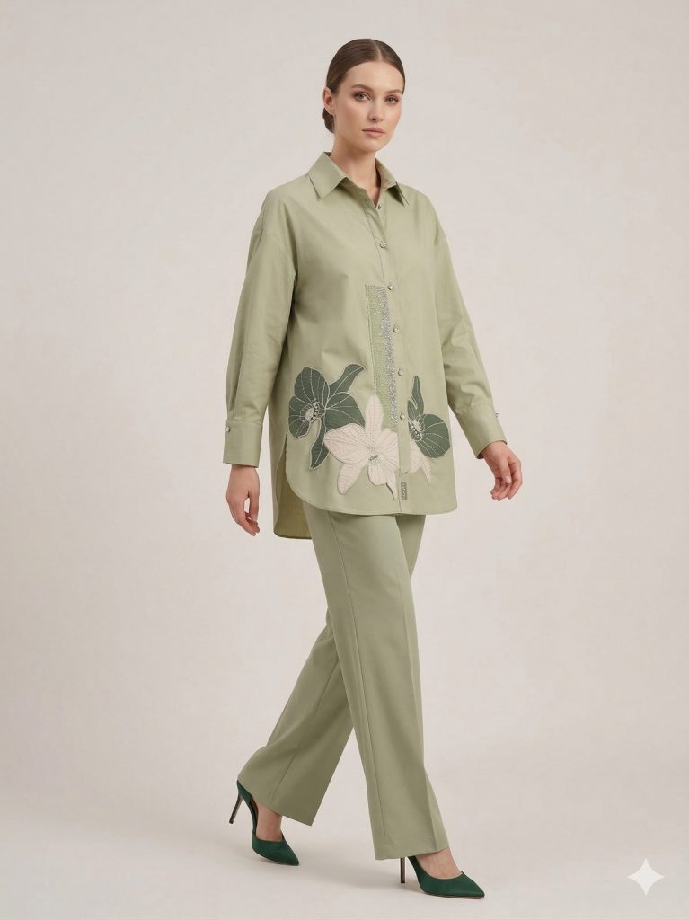 MY312 Çiçek Nakışlı Gömlek 8832 - ÇAĞLA