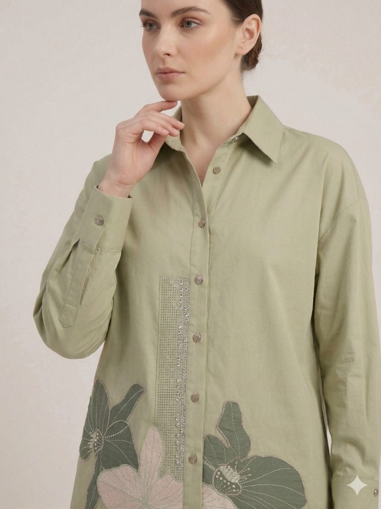 MY312 Çiçek Nakışlı Gömlek 8832 - ÇAĞLA