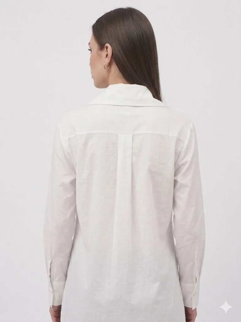 MY312 Dantel Detaylı Gold Düğmeli Gömlek 8835 - EKRU