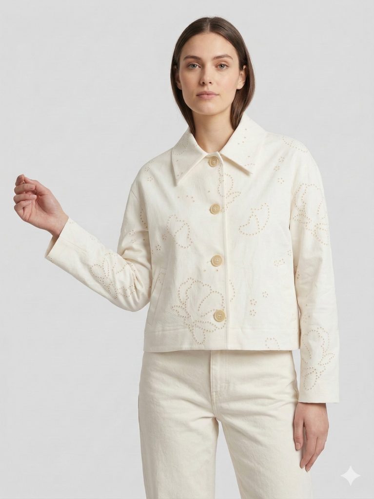 NAAR Kendinden İşlemeli Ceket 32610 - EKRU
