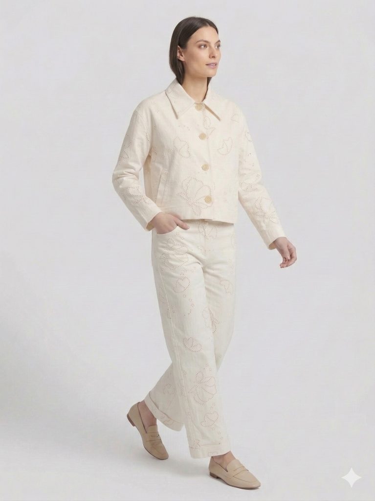 NAAR Kendinden İşlemeli Ceket 32610 - EKRU