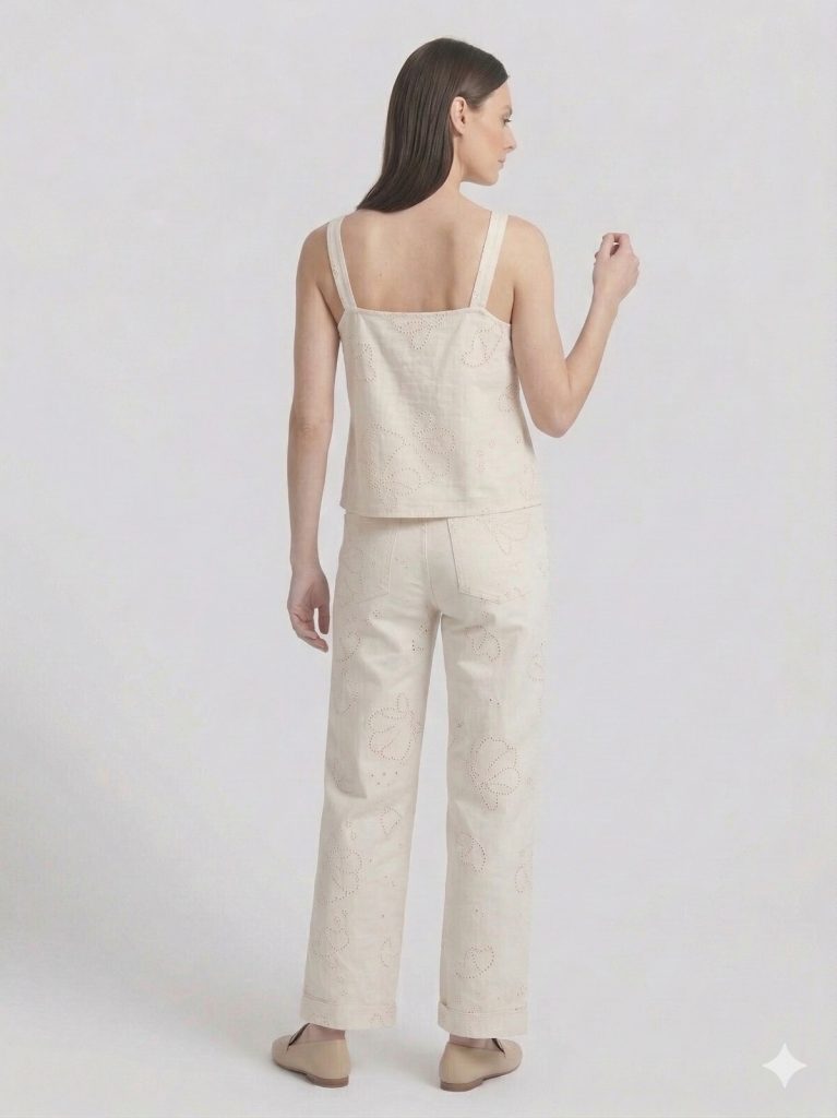 NAAR Kendinden İşlemeli Pantolon 32211 - EKRU