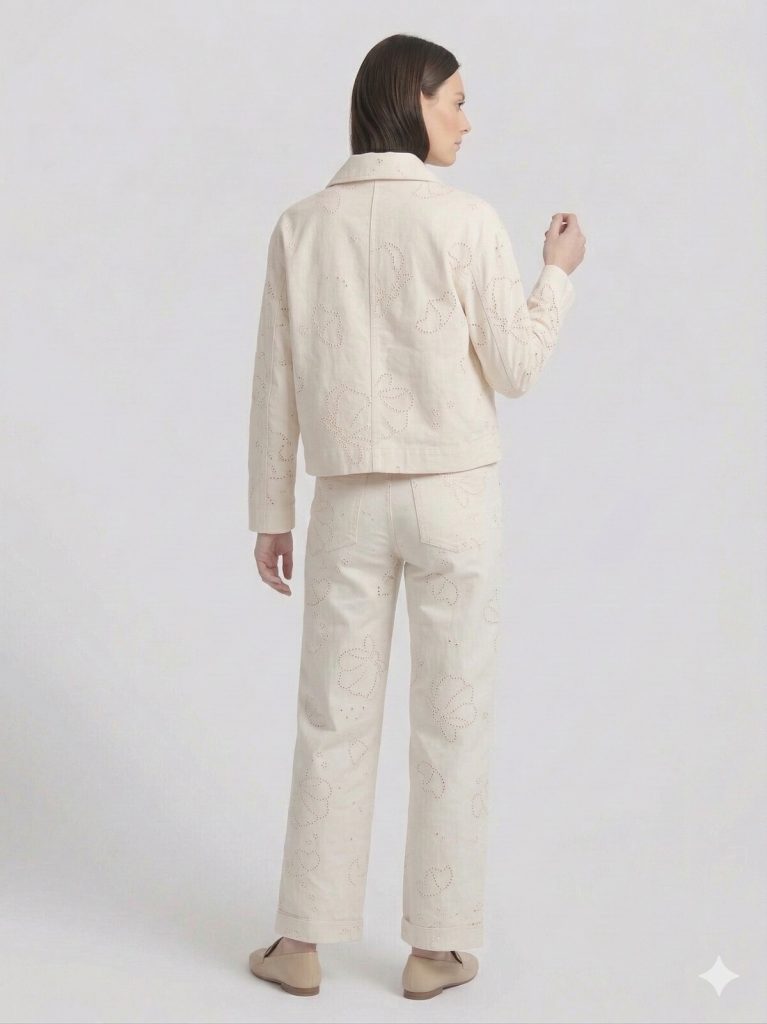 NAAR Kendinden İşlemeli Pantolon 32211 - EKRU