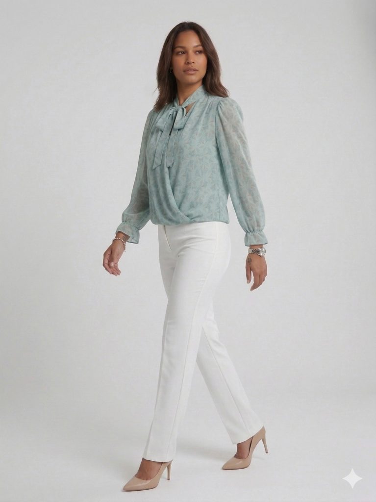 ON TRİKO Boyun Bağlamalı Bluz 72351 - mint