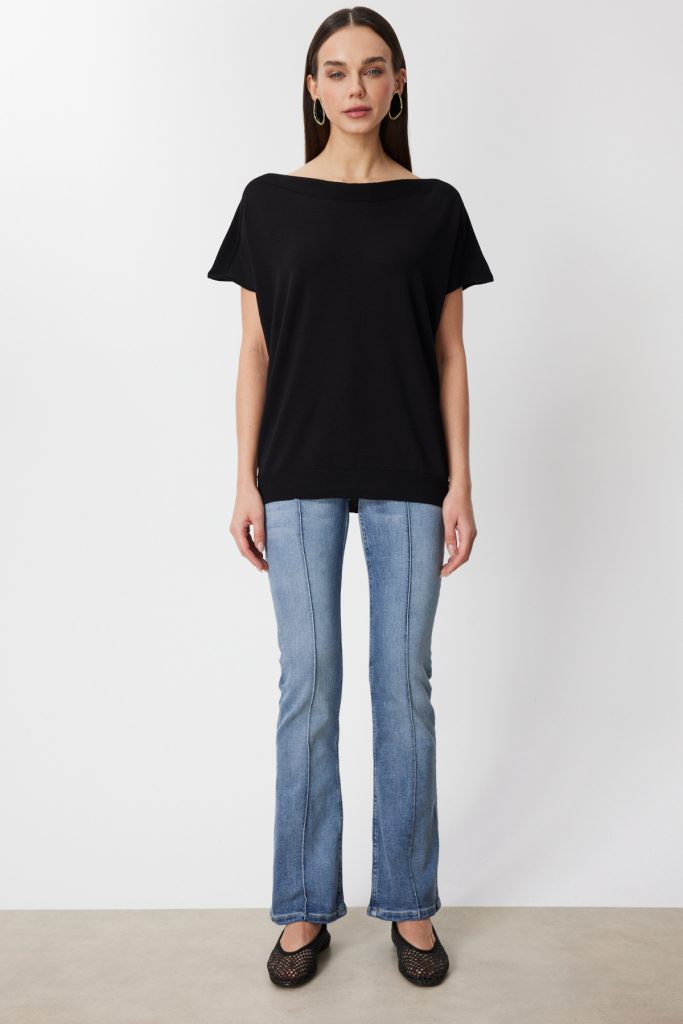 ON TRİKO Kayık Yaka Kısa Kollu Bluz 76370