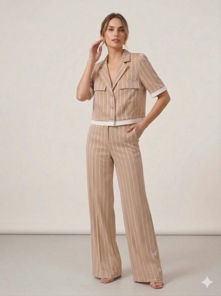 ON TRİKO Parlak Kumaş Kruvaze Yaka Bluz 72500 - KUM