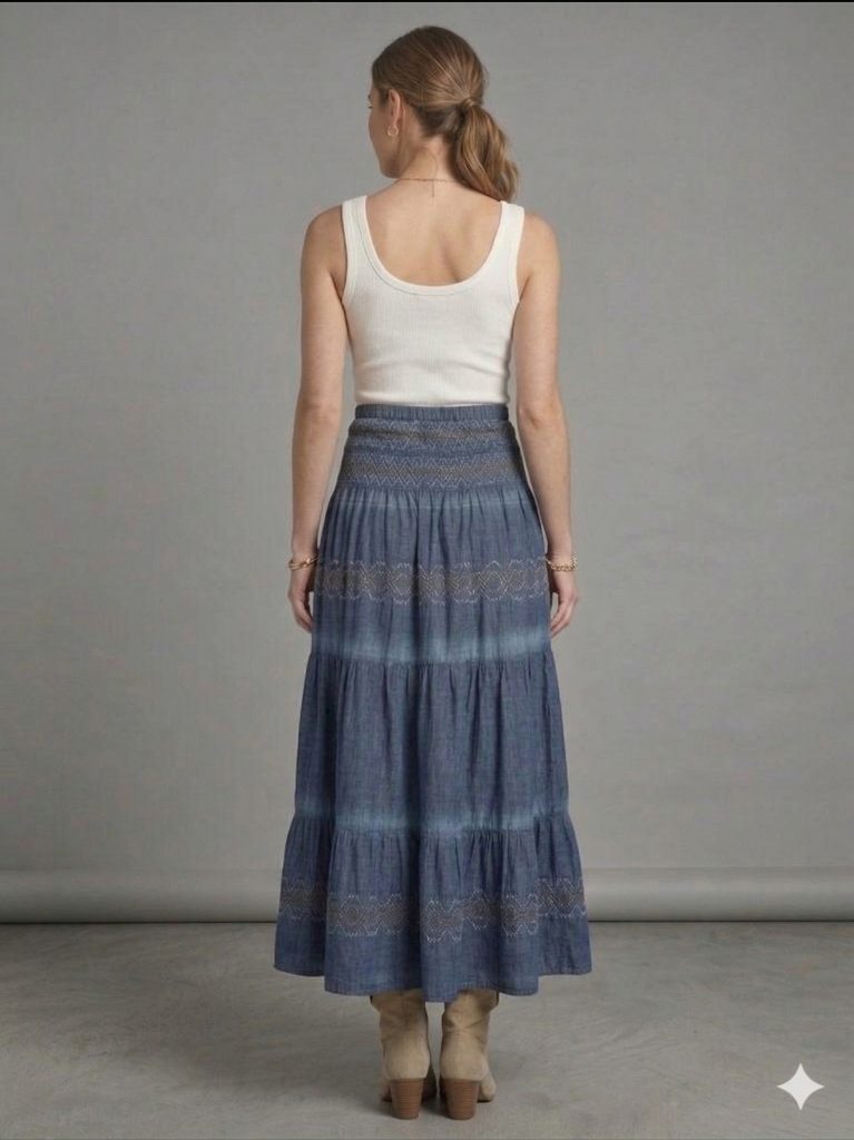 ON TRİKO Büzgülü Çizgi Detaylı Elbise  70214 - İNDİGO