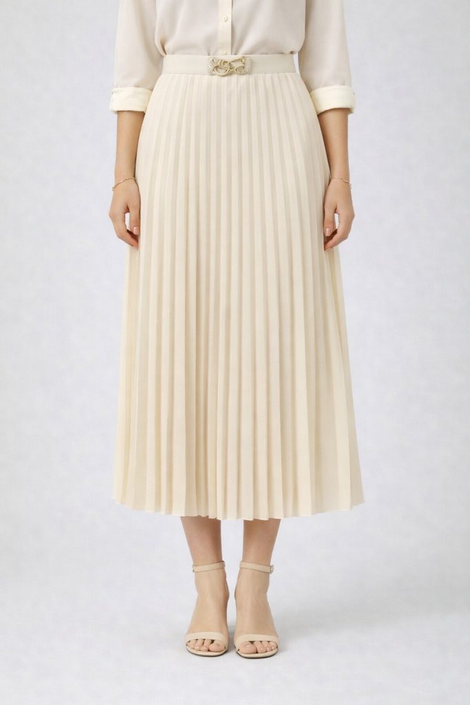 ON TRİKO Toka Detaylı Etek 70223 - EKRU