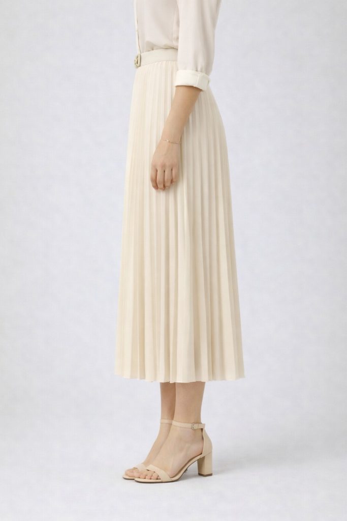 ON TRİKO Toka Detaylı Etek 70223 - EKRU