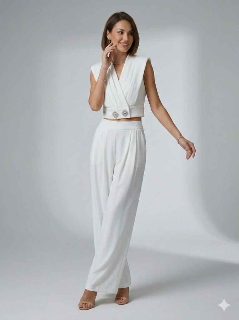 ON TRİKO Cepli Klasik Bol Paça Pantolon 70301 - EKRU