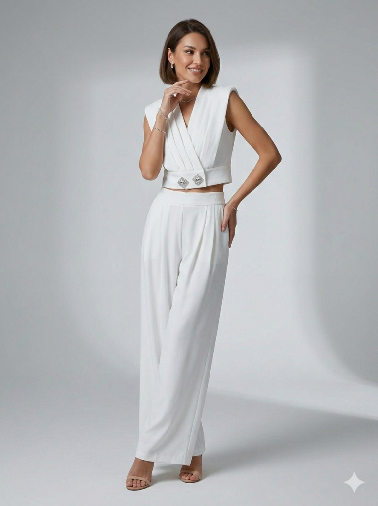 ON TRİKO Cepli Klasik Bol Paça Pantolon 70301 - EKRU