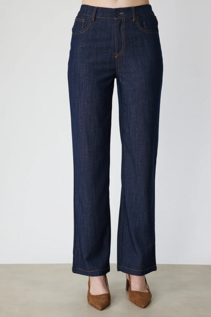 ON TRİKO Beş Cep Bol Paça Kot Pantolon 70904 - İNDİGO