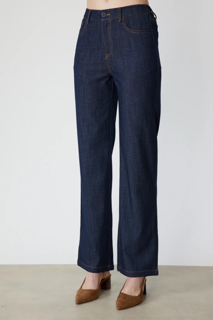 ON TRİKO Beş Cep Bol Paça Kot Pantolon 70904 - İNDİGO