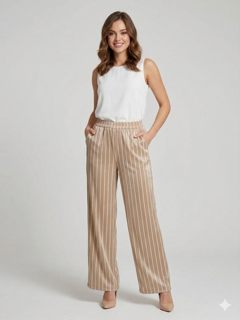 ON TRİKO Parlak Kumaş Pantolon 72501 - KUM