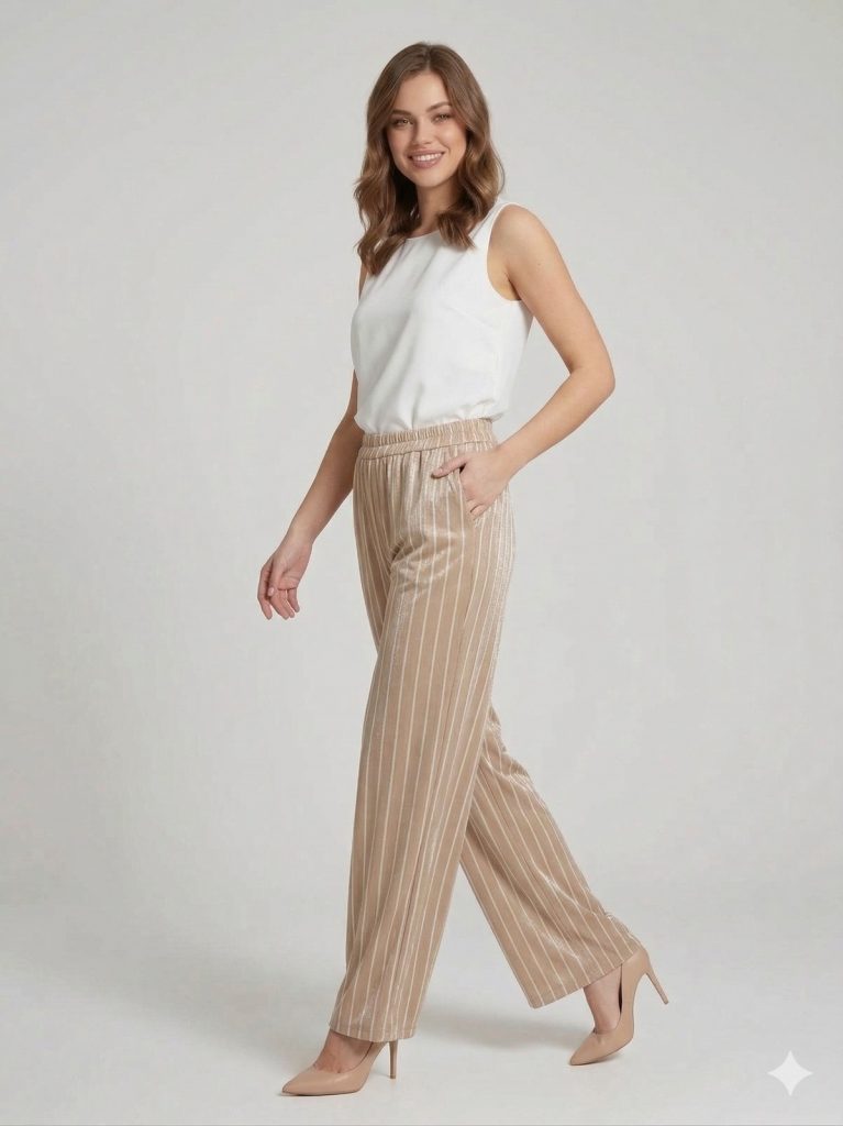 ON TRİKO Parlak Kumaş Pantolon 72501 - KUM