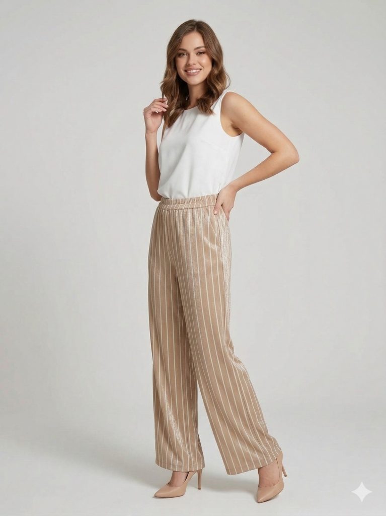 ON TRİKO Parlak Kumaş Pantolon 72501 - KUM