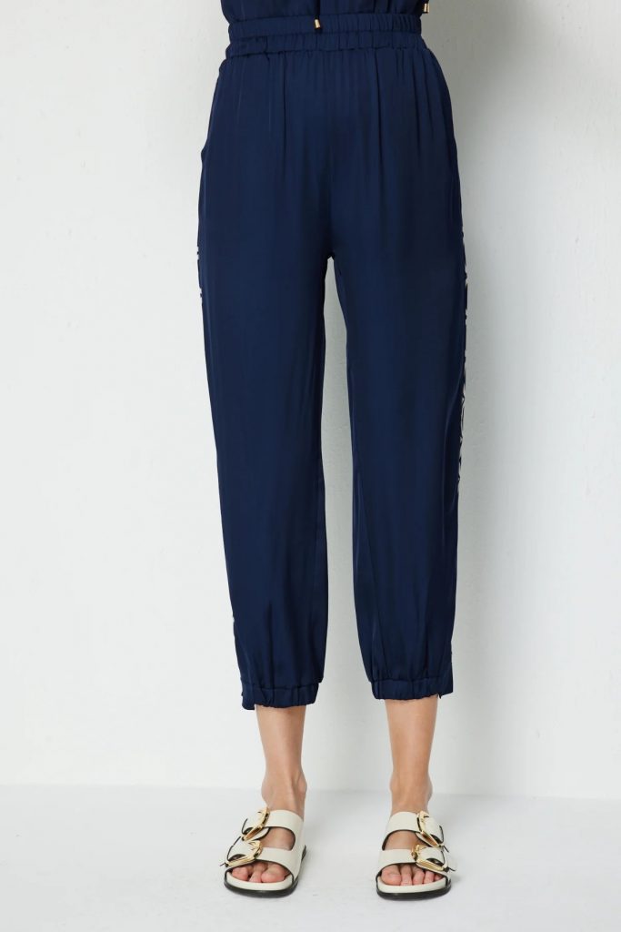 ON TRİKO Paçası Lastikli Desen Detaylı Eşofman Altı 76347 - Lacivert