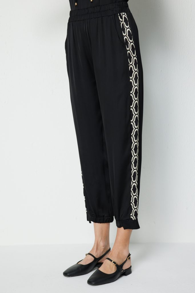 ON TRİKO Paçası Lastikli Desen Detaylı Eşofman Altı 76347 - Siyah