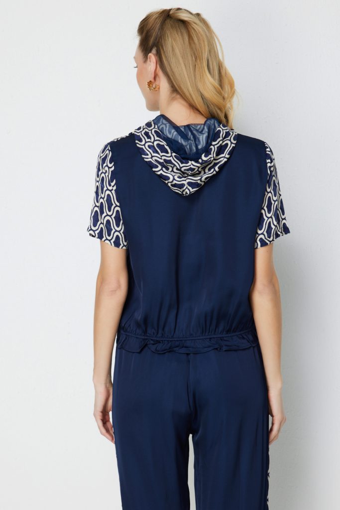 ON TRİKO Yakası Fermuarlı Kapüşonlu Eşofman Üstü 76346 - Lacivert