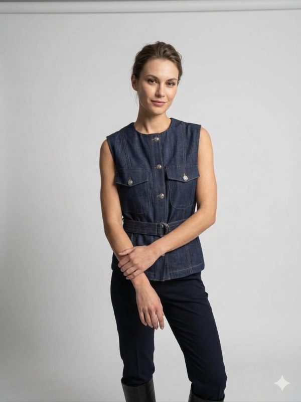 ON TRİKO Kemer Detaylı Kot Yelek 70903