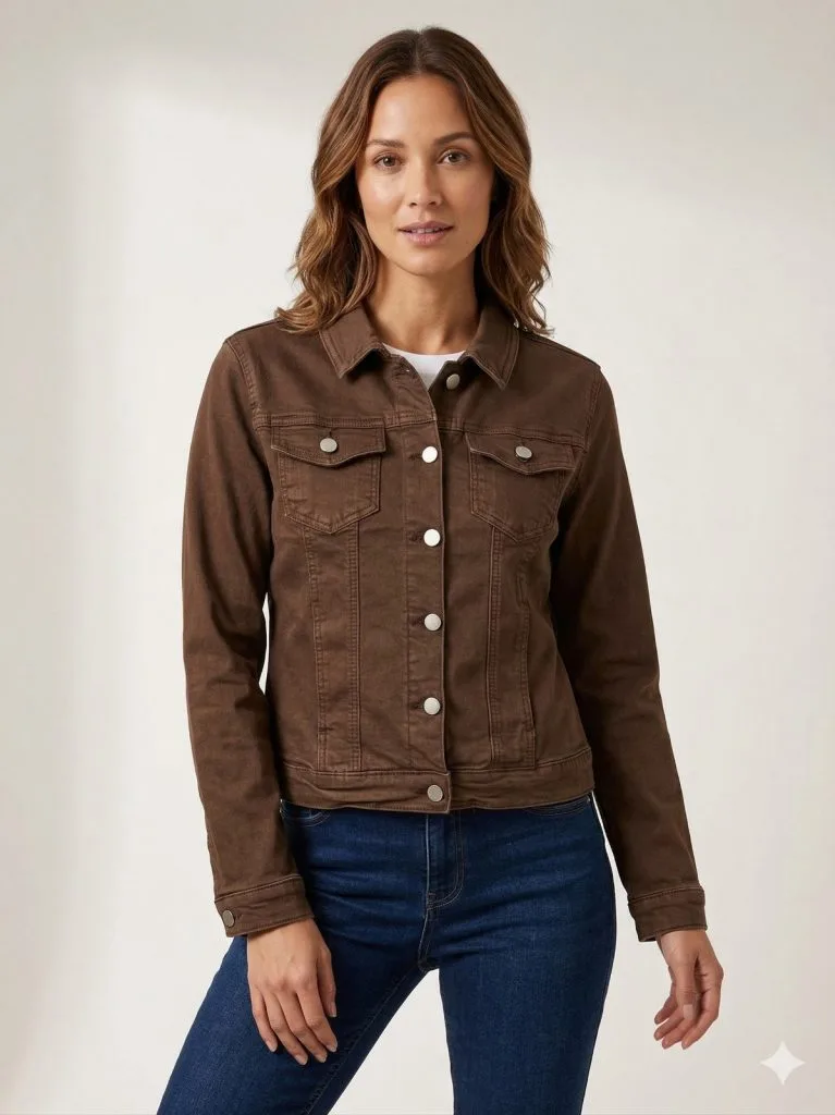 ONİX Düğmeli Klasik Yaka Denim Ceket 7123 - kahve
