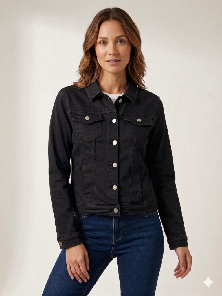 ONİX Düğmeli Klasik Yaka Denim Ceket 7123 - Siyah