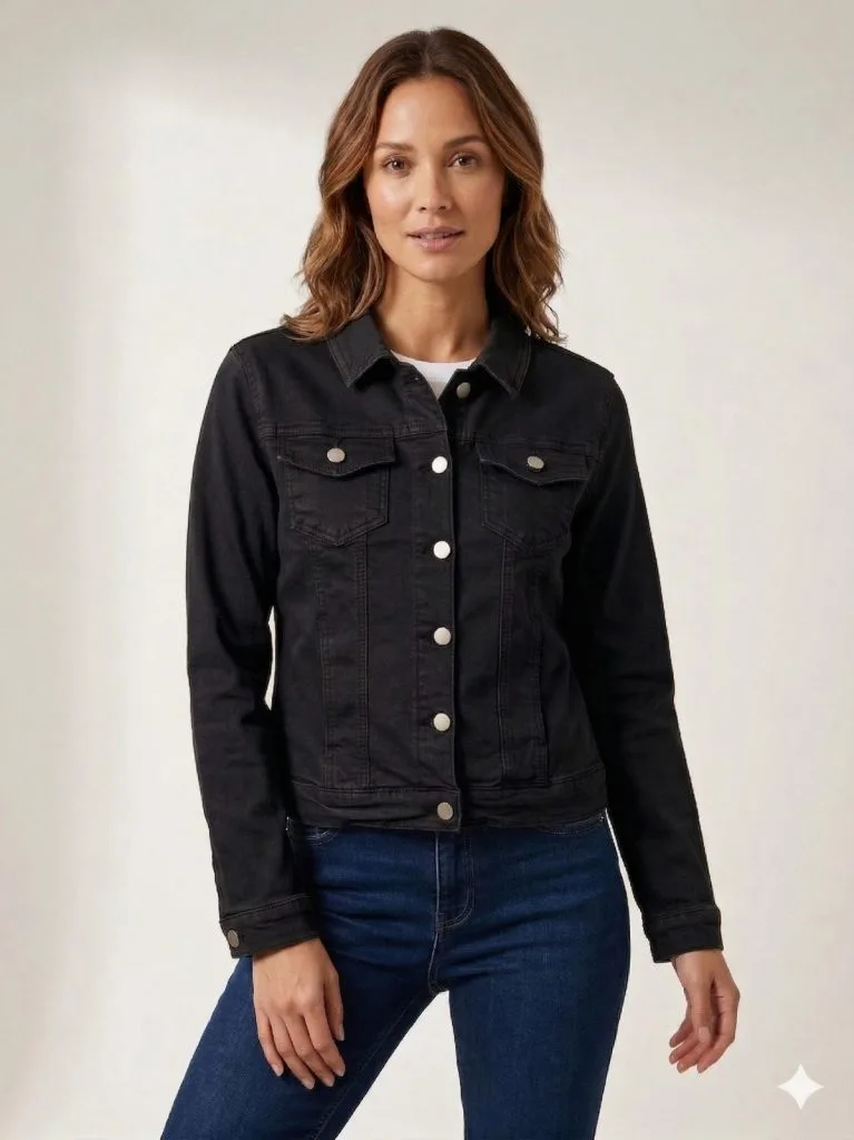 ONİX Düğmeli Klasik Yaka Denim Ceket 7123 - Siyah