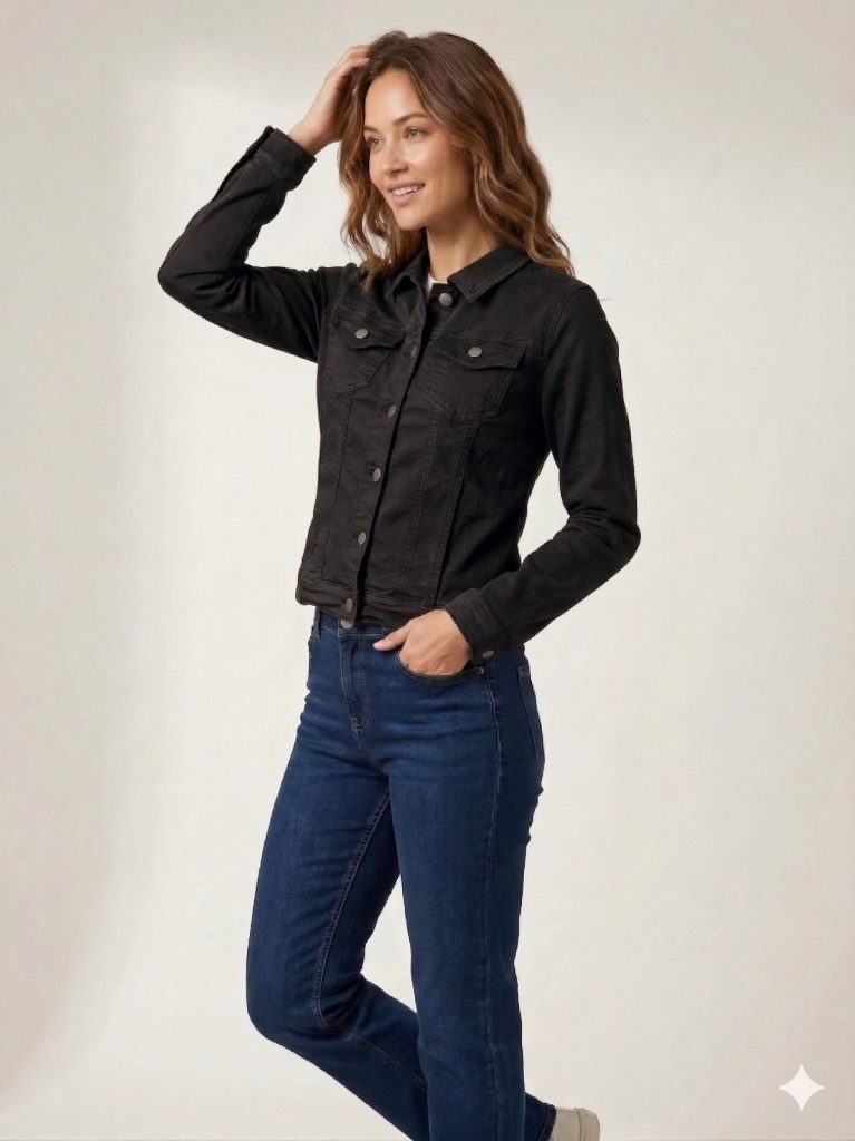 ONİX Düğmeli Klasik Yaka Denim Ceket 7123 - Siyah