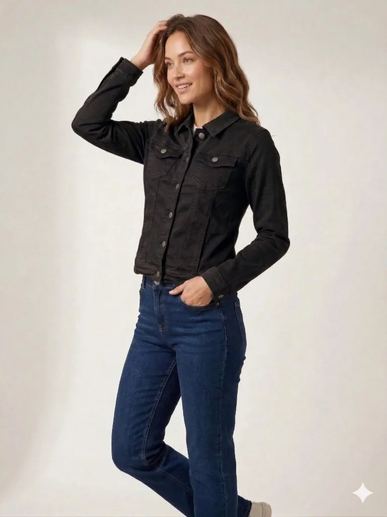 ONİX Düğmeli Klasik Yaka Denim Ceket 7123 - Siyah