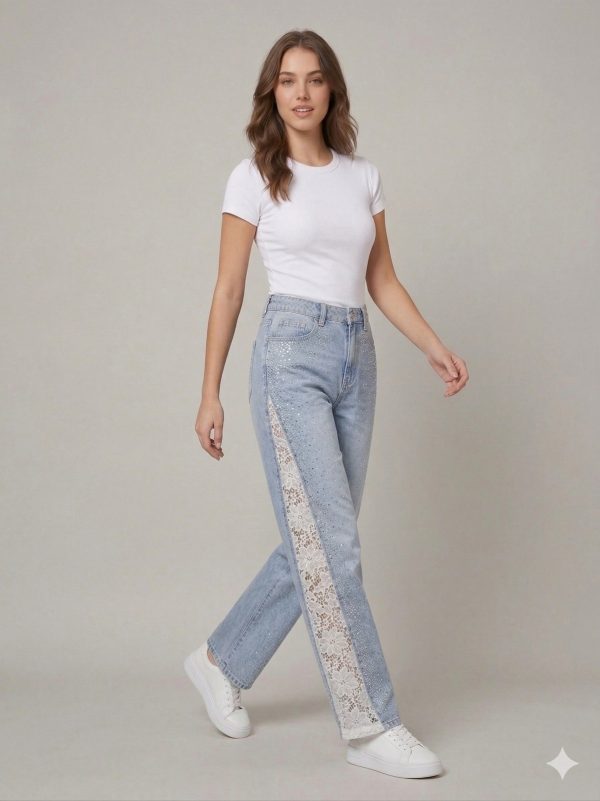 ONİX Taş Detaylı  & Dantel İşlemeli Pantolon  1056