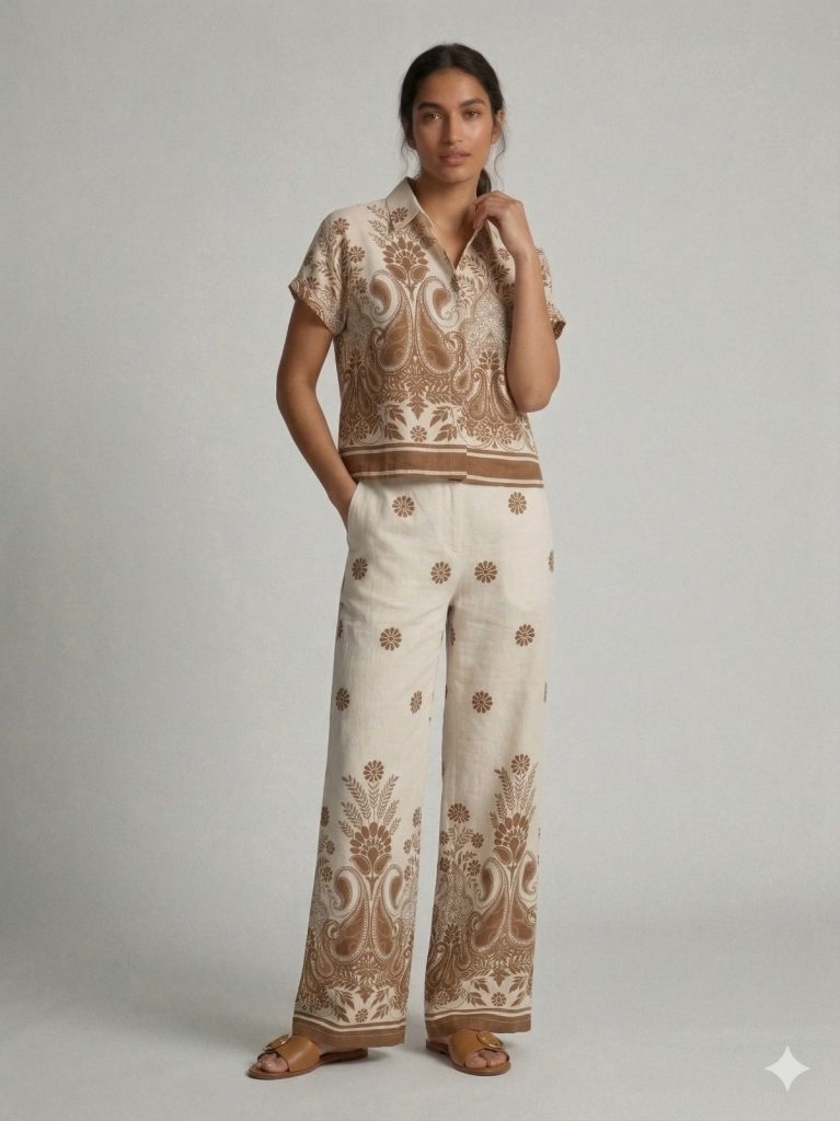 ONİX Kendinden Desen İşlemeli 2'li Takım 8825 - EKRU