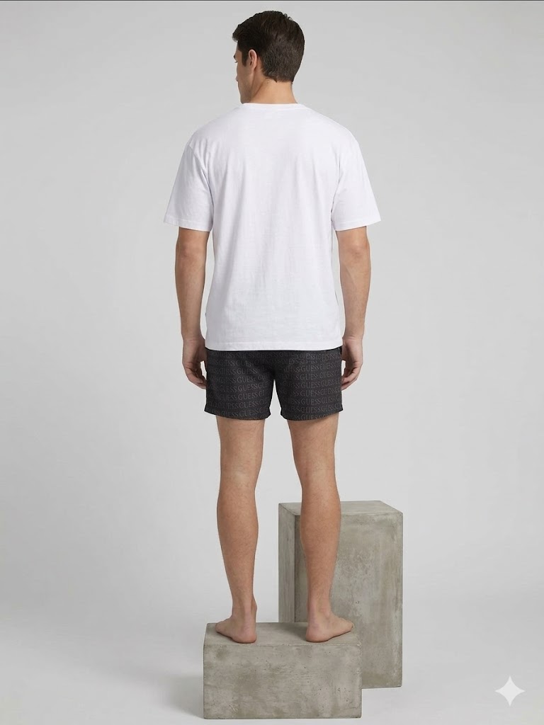 GUESS Baskılı Logo Mayo Şortları F6GT12WG2A2 - Siyah