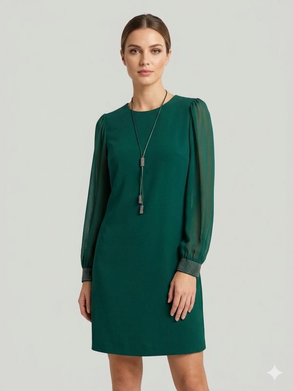 SENSILINE Kolları ve Sırtı Taşlı Elbise 7373