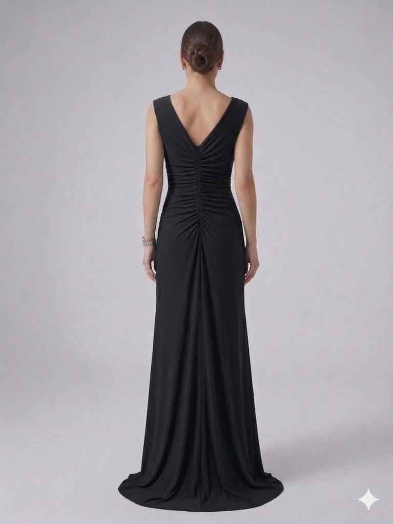 ŞEREF VURAL Kendinden Taş Detaylı Abiye Elbise  7994 B.B - Siyah