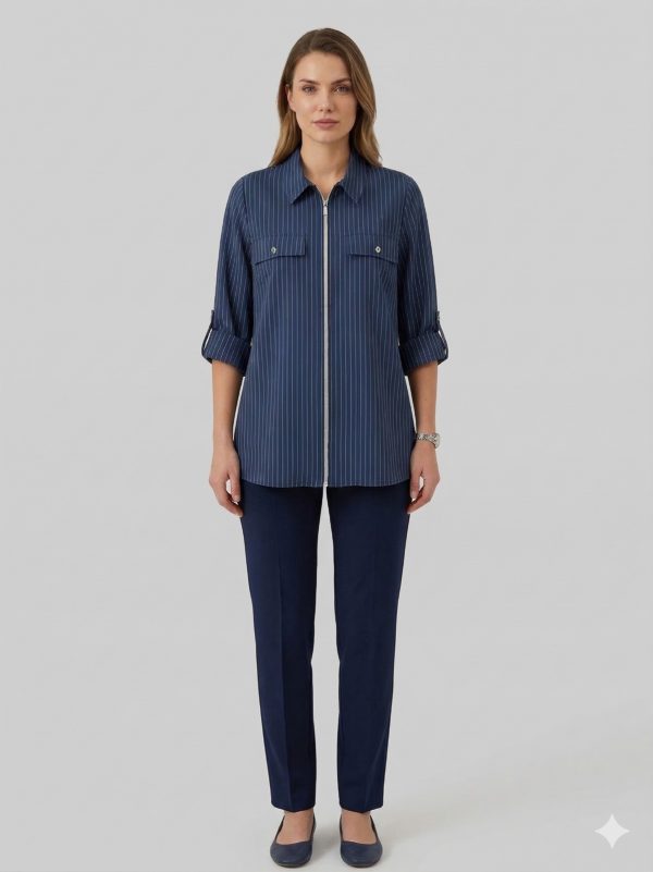 TOLGA SARAÇOĞLU Kapak Cepli Çizgili Ceket 50175