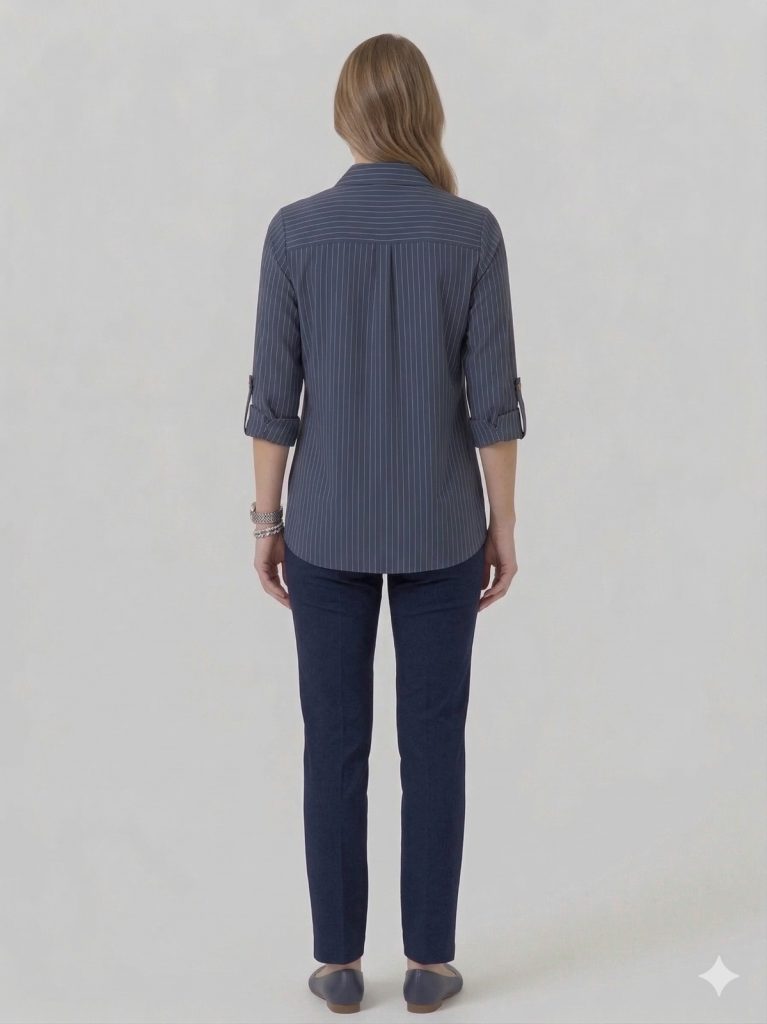 TOLGA SARAÇOĞLU Kapak Cepli Çizgili Ceket 50175 - MAVİ