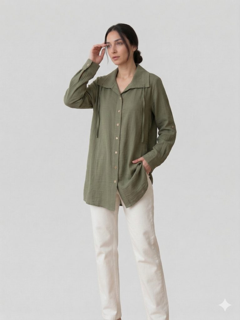 TOLGA SARAÇOĞLU Rahat Kesim Tunik 50183 - HAKİ