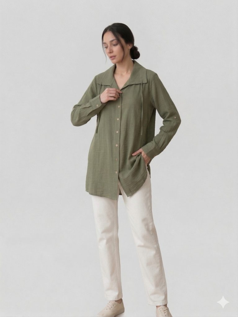 TOLGA SARAÇOĞLU Rahat Kesim Tunik 50183 - HAKİ