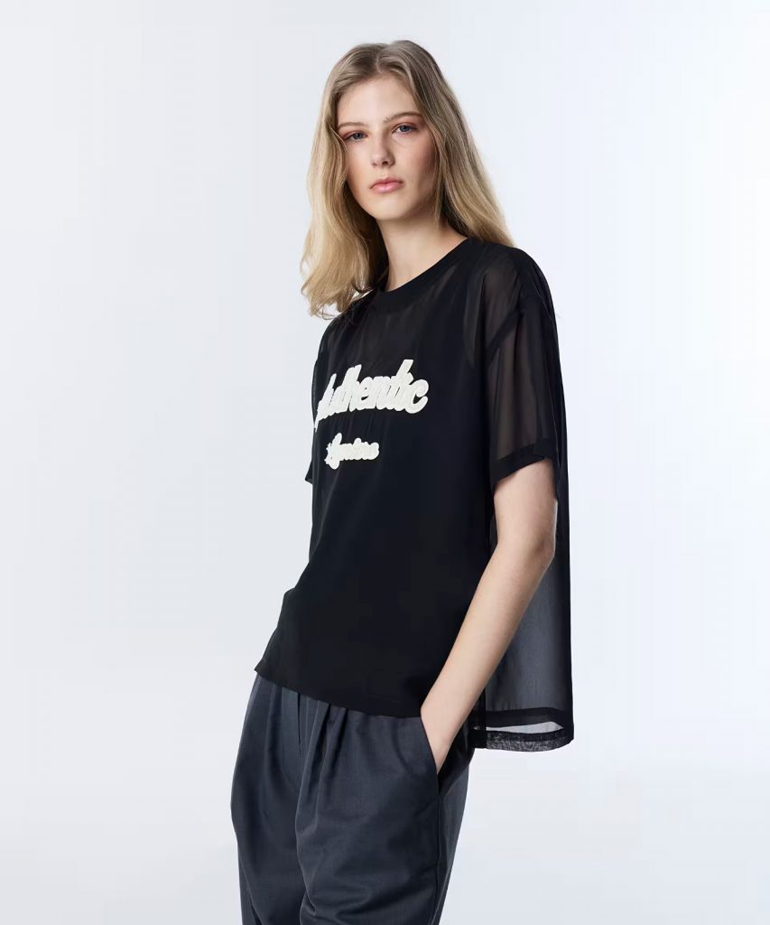 TWIST Sloganlı Çift Parça Bluz TS1260006082 - Siyah