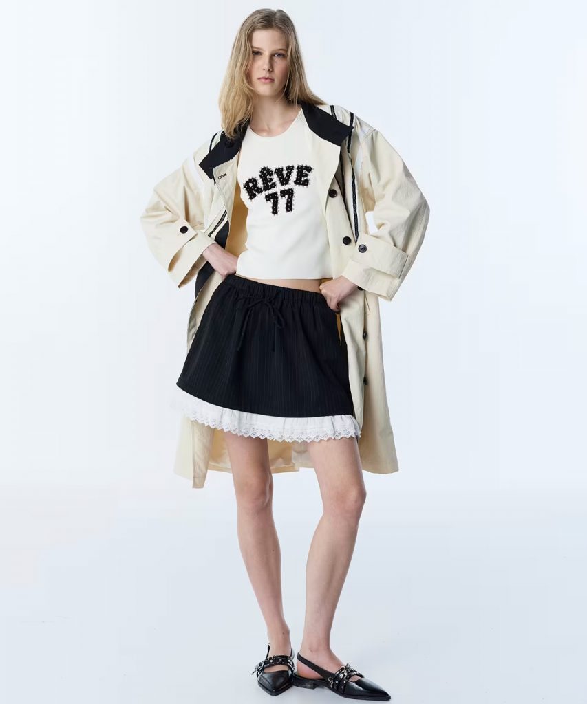 TWİST Volanlı Kumaş Mix Etek TS1260004063 - Siyah