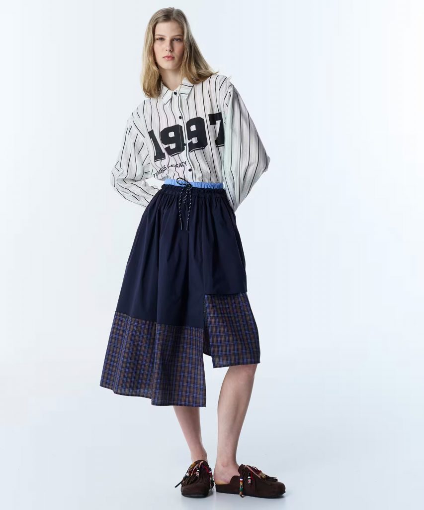 TWIST Ekose Desen Mix Etek TS1260004075 - Lacivert